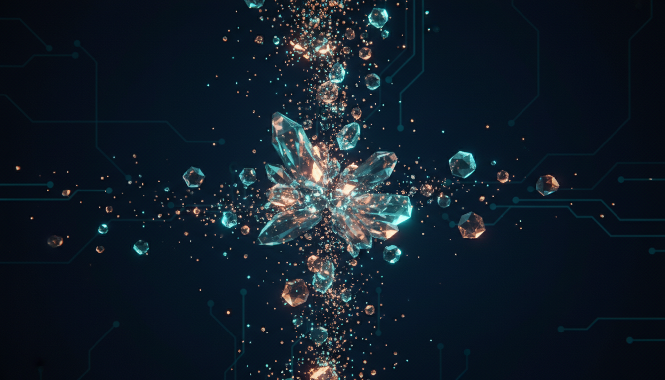 Abstract visualization of data converging into insight